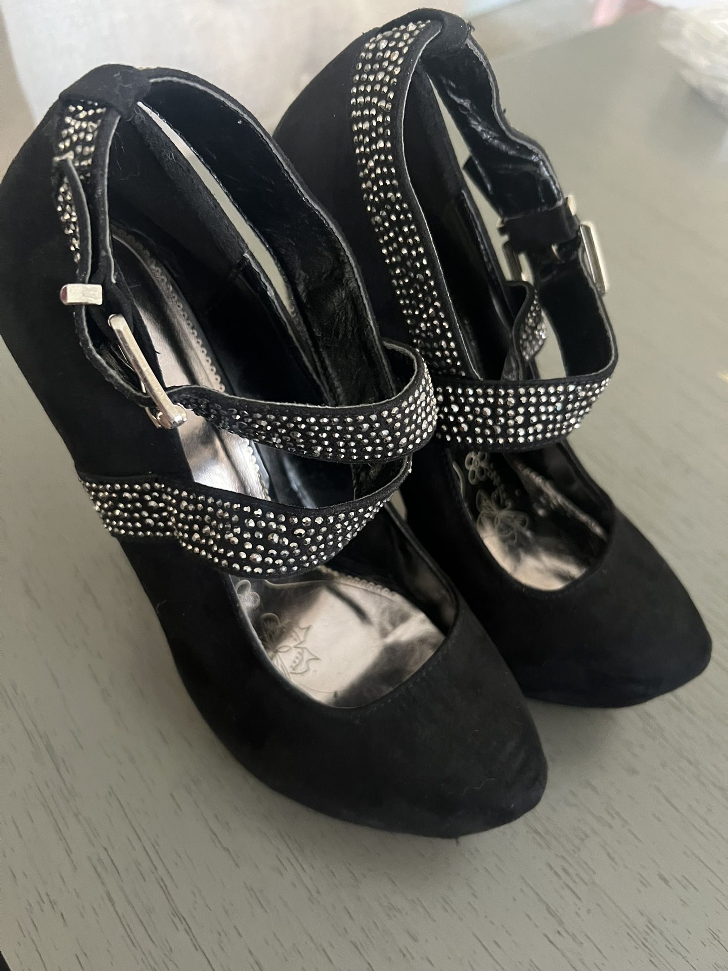 sparkling platform heels