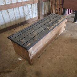 Rustic Wood Storage Chest and Bench for Outdoor Patio, Pool