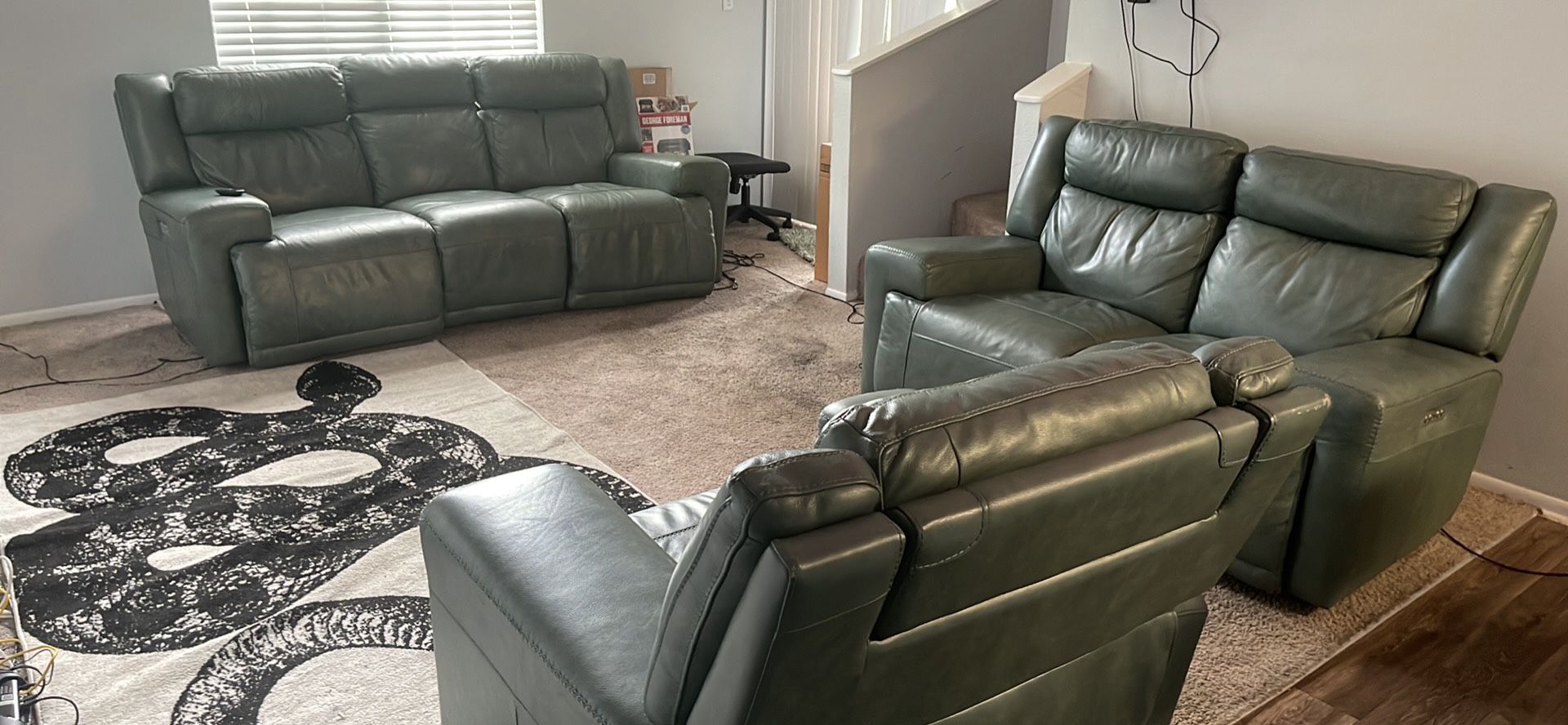 3 Piece Leather Dual Powered Living Room Set