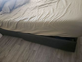 Full Upholstered Storage Bed Frame with 4 Drawers – Dark Gray
