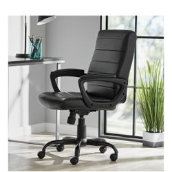 Leather Mid-Back Manager's Office Chair, Black