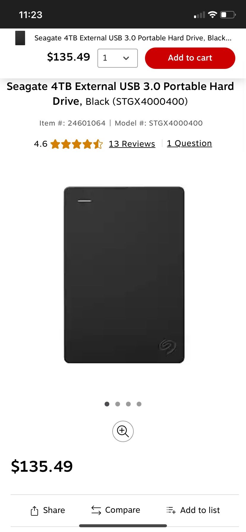 Seagate 4TB External USB 3.0 Portable Hard Drive