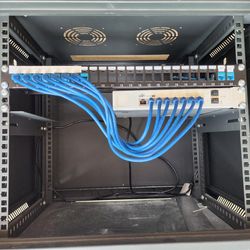 Network Rack With TWO 8 Port Switches 