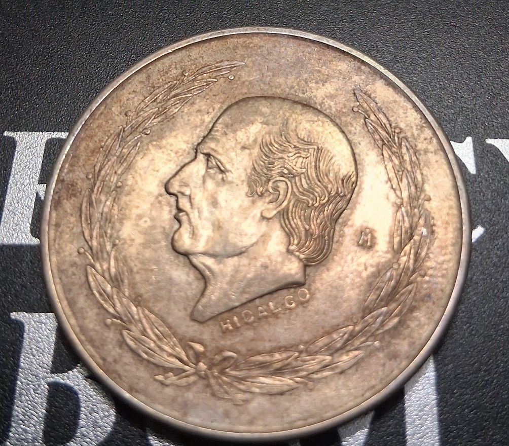 1952 Mexico Silver Ley 0.720 Hidalgo 5 Pesos Large Coin