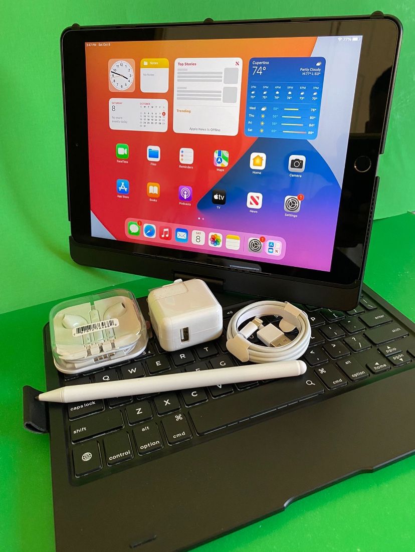 Apple IPad 7th Generation (10.2” Retina /Latest IOS 17/ 2019 model) 32GB with stylus pen keyboard case & Accessories (128GB $299)
