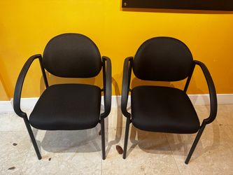 Black Fabric Guest Chairs with Arms – Set of 2