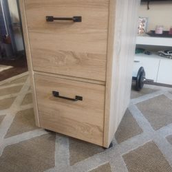 Oak Finish Two Drawer File Cabinet