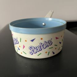 Vintage Barbie Plastic Pot With Handle 1.5” Tall 3.25” Diameter