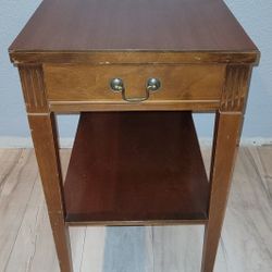 1960's Vintage Mersman Mohagany 2-Tier End Table W/Drawer (7641)