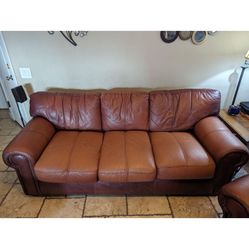 Brown  Couch, Chair And Ottoman