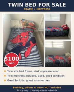 Twin Bed Frame and Mattress Set