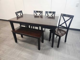 Ashley 7-Piece Dining Set - Table, 4 Chairs, 2 Benches - Seats 8