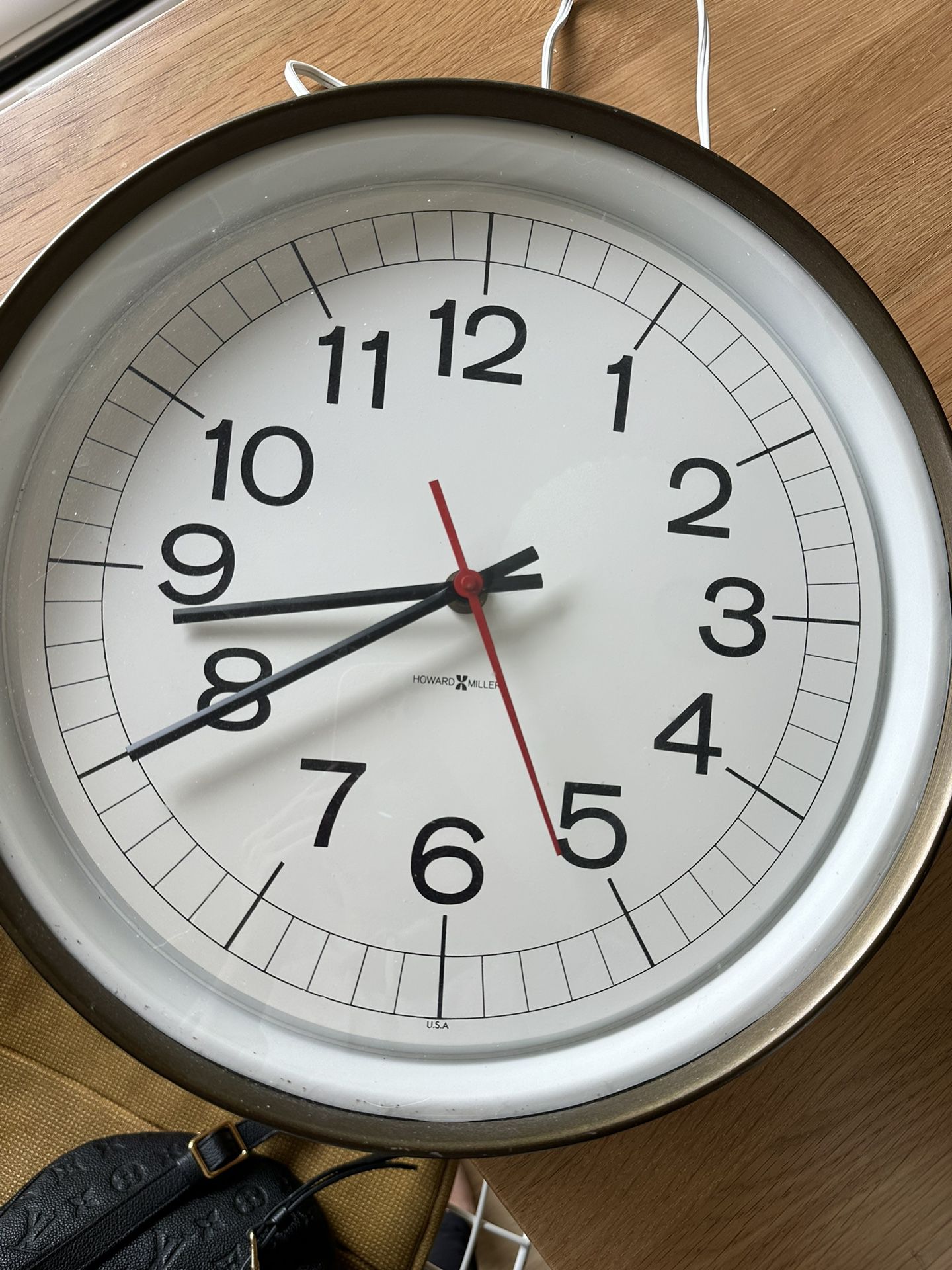 1950s Large Industrial Mid-Century Modern Howard Miller Metal School Clock