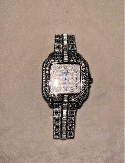 Luxury diamond watch metal steel