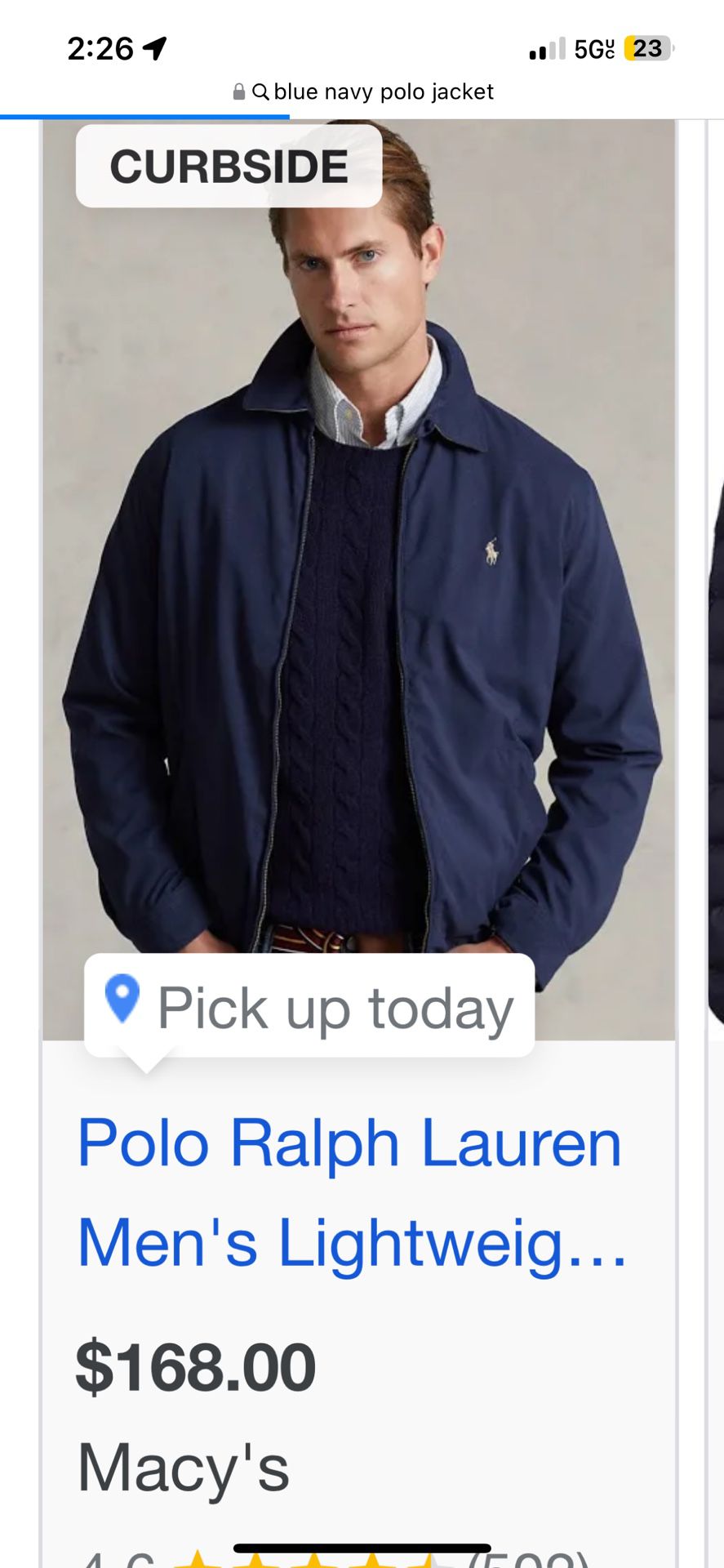 Navy Blue Polo Ralph Lauren Men Jacket Large