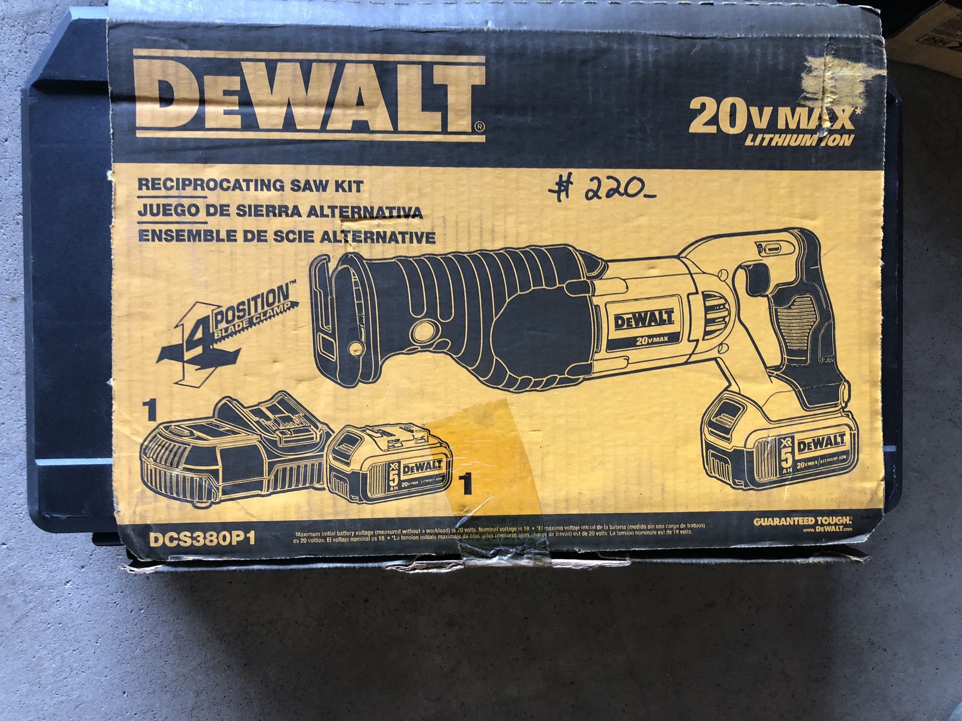 Brand New DEWALT 20V MAX Cordless Reciprocating Saw with (1) 20V 5.0Ah Battery, and Charger