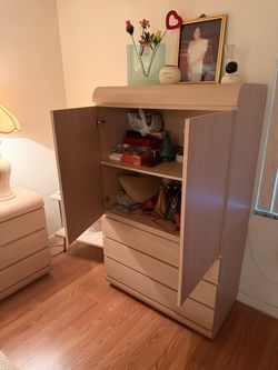 White Wood Armoire Dresser with Drawers