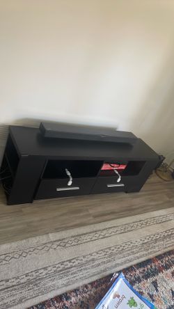 Tv stand fits 75inch tv, and Samsung sound bar