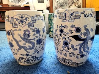4 Great condition chinese ceramic tall stool/chairish - 18.5 x 11.5.