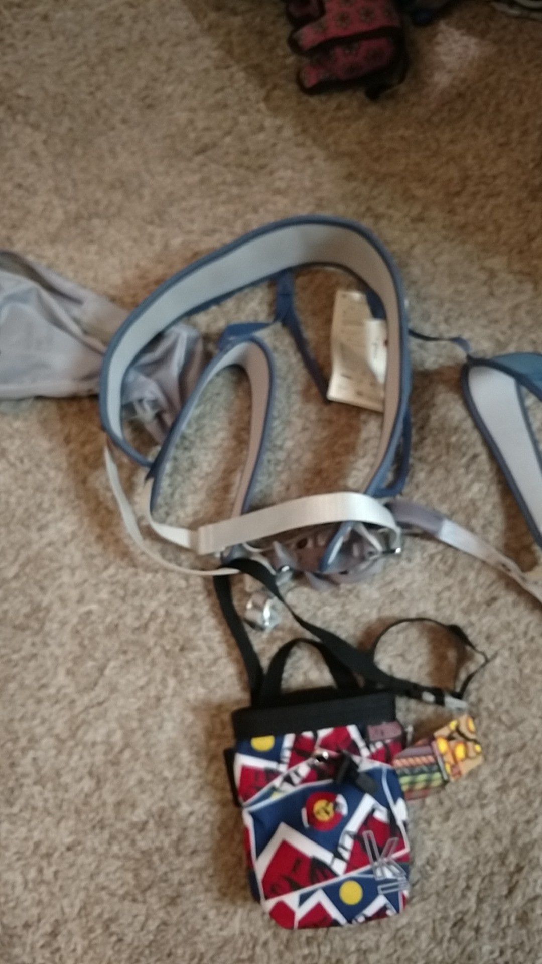 Petzl Corvax Size 1 Climbing Harness and chaulk bag