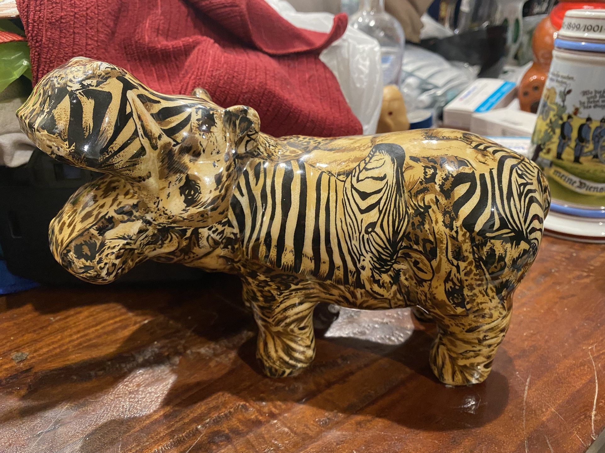 Stunning Mosaic Wildlife Ceramic Hippo