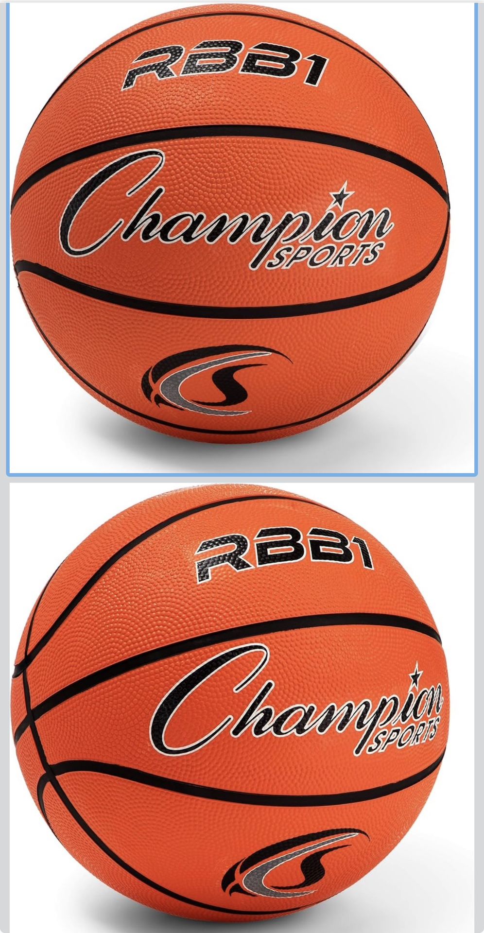 Champion Sports® Rubber Basketballs – Heavy Duty Pro-Style, Indoor/Outdoor Use, Premium Basketball Equipment for Physical Education