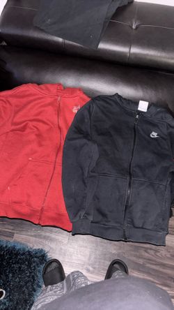 True Religion, Red Zip Up And Black Nike Zip Up