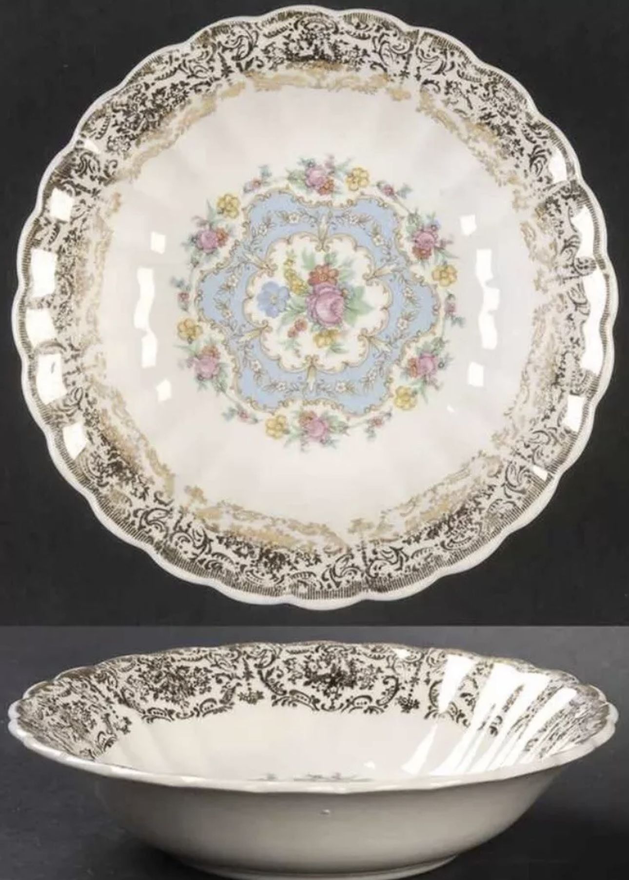 Set Of 5 LIMOGES American Limoges Lyric 1K-S 384-X 5 1/4" Fruit/Dessert Bowl