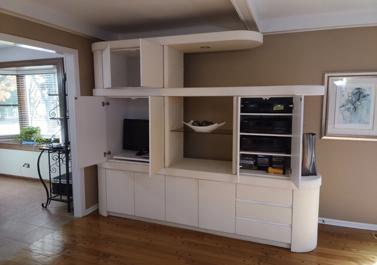 Beautiful Off White Wall Unit Entertainment Center