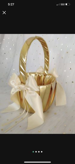 Gold Flower Girl Basket Set