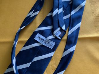 Lagerfeld Homme Karl Lagerfeld Men Silk Tie Blue White Diagonal Stripe Made in Italy