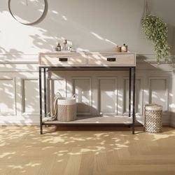 Wood Console Table with Drawers, Entryway Table with Shelf for Hallway, Sofa Table for Living Room