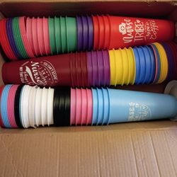 Multicolor Nurse Theme Plastic Tumblers with Lids and Straws, Set of Cups