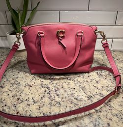 Coach 1317 Remi Peony Pink Leather Satchel/Crossbody Bag Excellent Condition