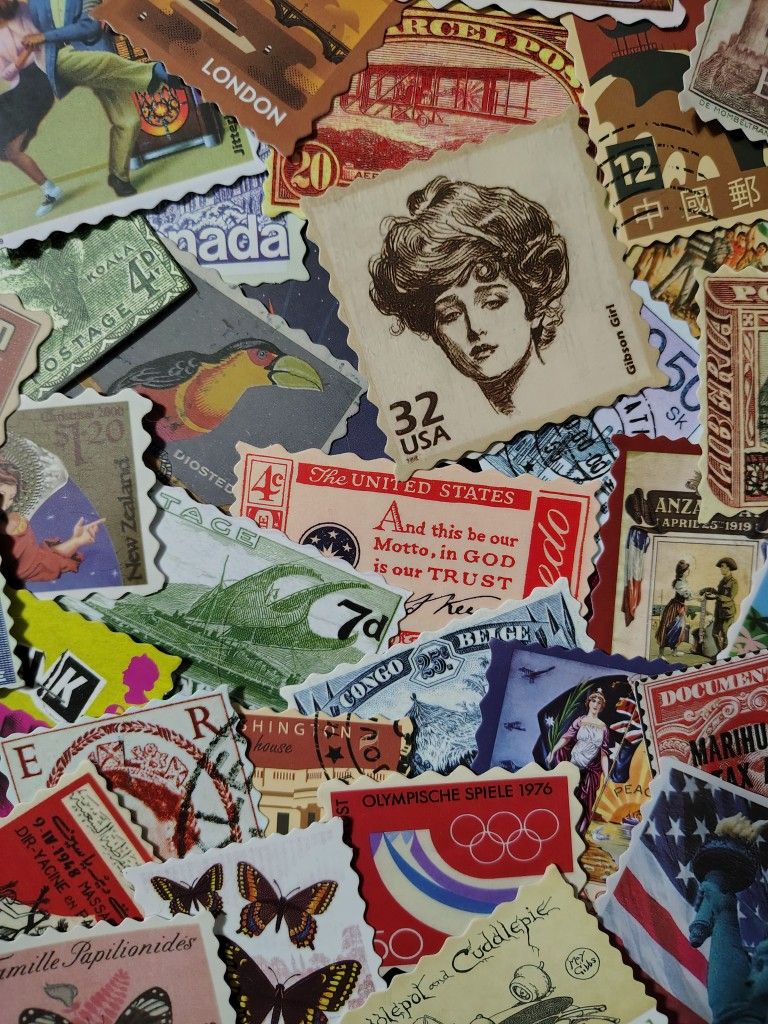 40pc Vinyl Stickers (Replica Postage Stamps)