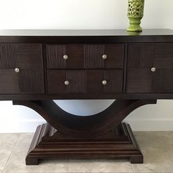 Dark Wood Buffet Cabinet Credenza Hall Table Drawers Entryway 