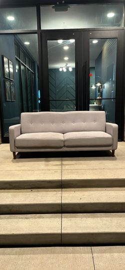 Mid-Century Modern Tufted Fabric Sofa