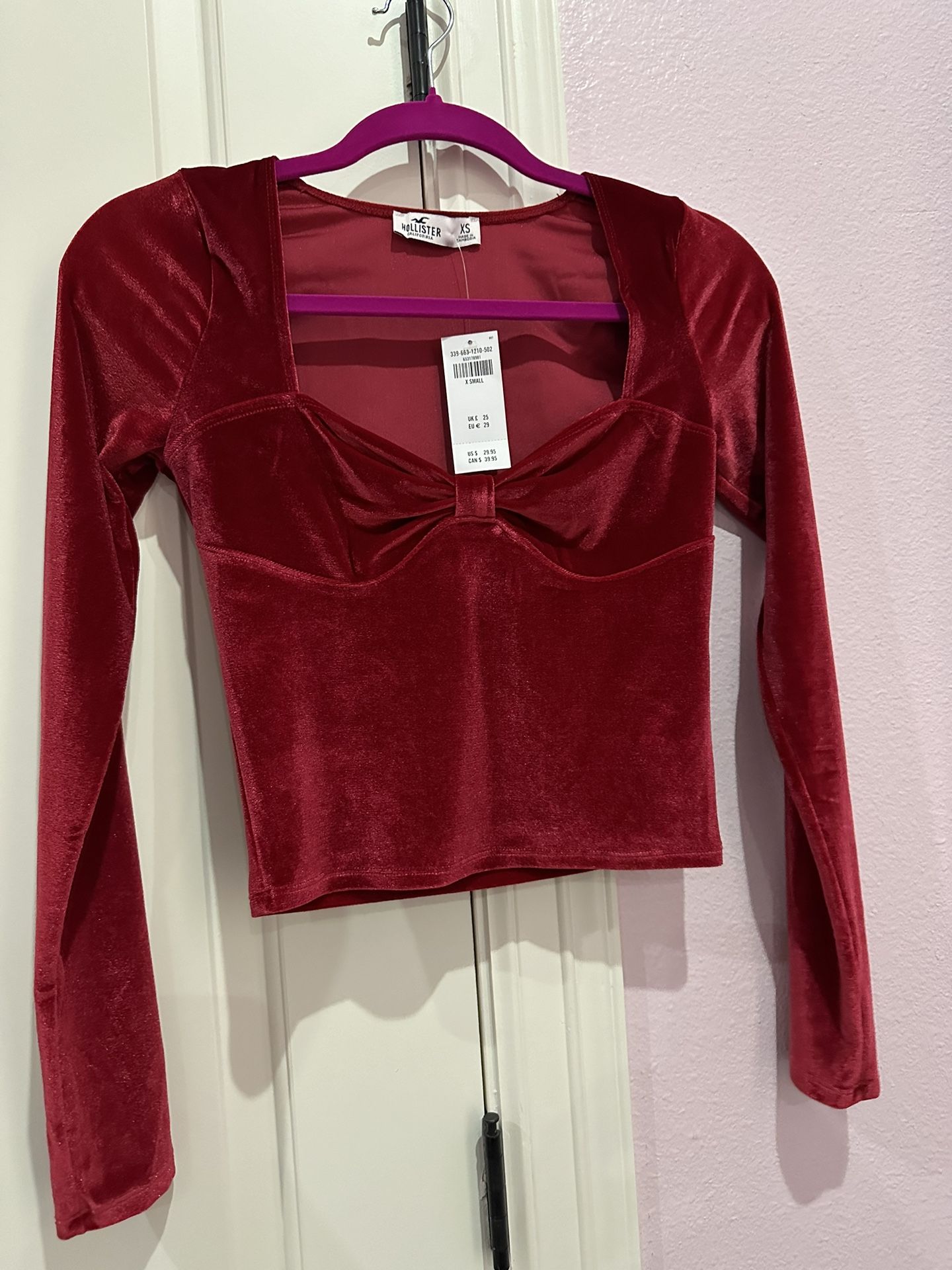 Hollister Red Velvet Crop Top