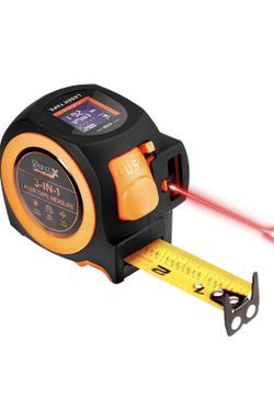 3-in-1 Laser Tape Measure, 197ft Laser Distance Meter, 16ft Digital Tape Measure, Digital Level, Pythagorean/Area/Volume, Rechargeable, Ft/Ft+in/in/M 