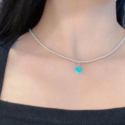 Tiffany & Co. Blue® Heart Tag 4mm Bead Necklace / 18 Inches