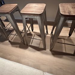 Industrial Bar Stools - 4 Total 