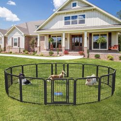 24” 12Panels Dog Playpen Indoor Outdoor Heavy Duty Puppy Exercise Pen Metal Pet Fence for RV Camping