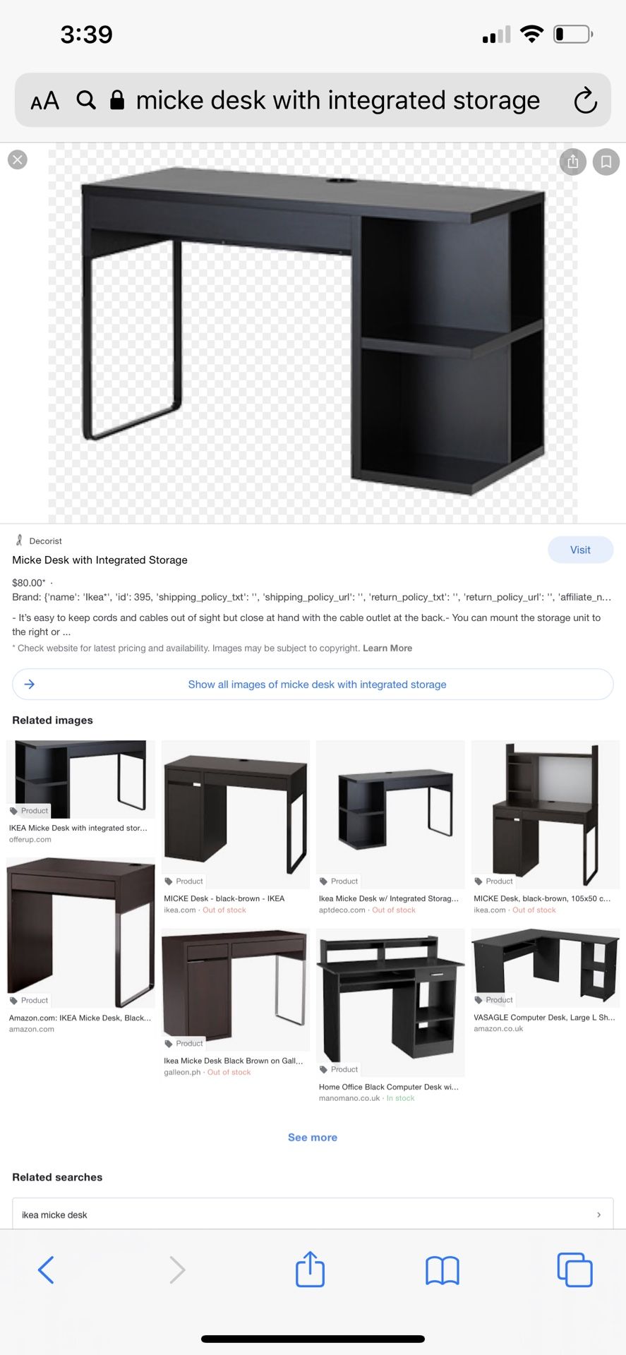 IKEA MICKE Desk with integrated storage and one drawer