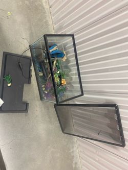 Two Glass Aquariums with Accessories