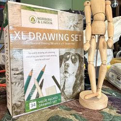 Artists Drawing  Kit with Wooden drawing manneguin 