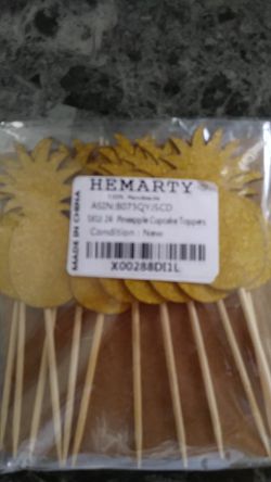 24 pineapple cupcake toppers