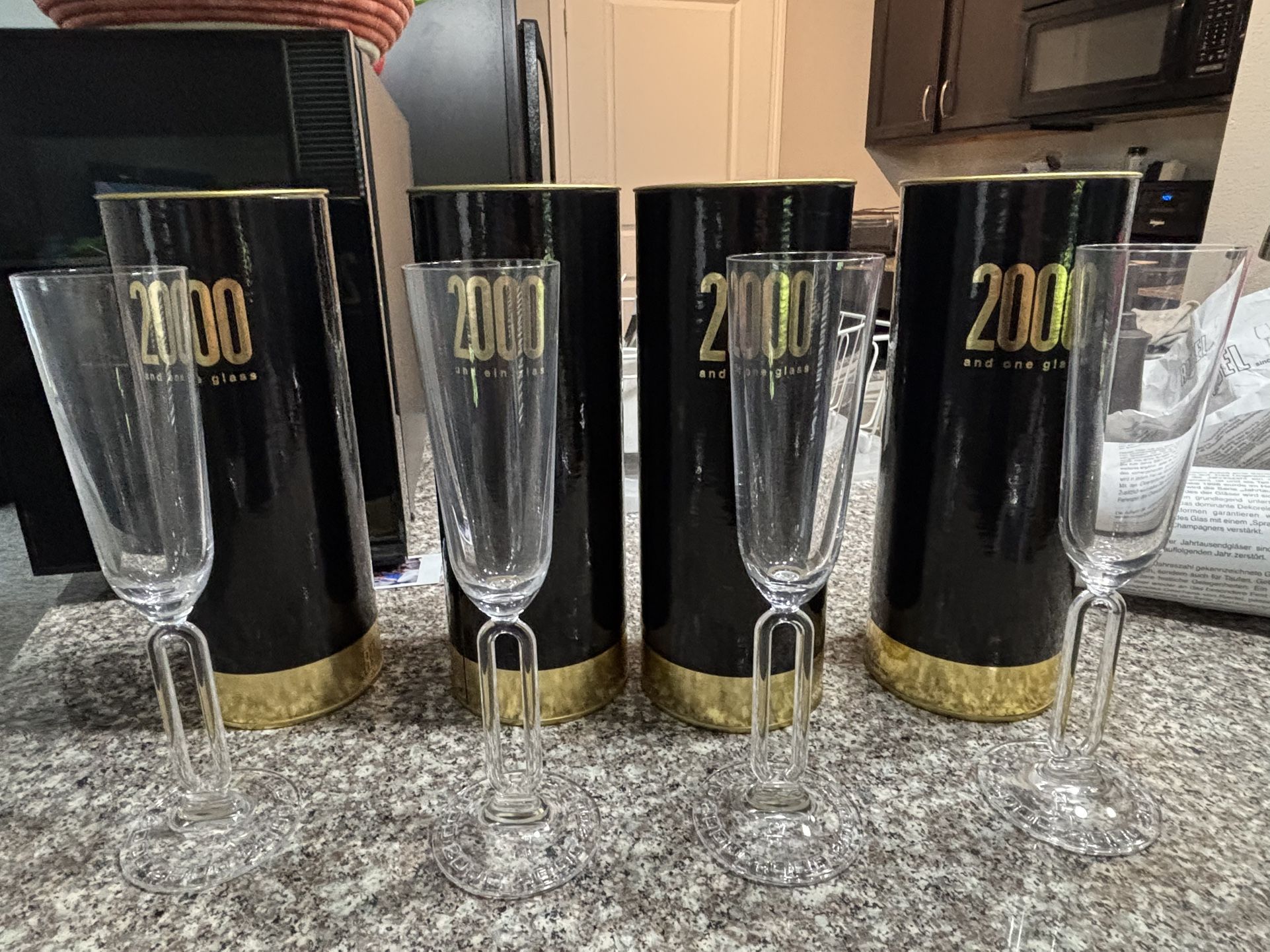 4 Riedel 2000 & 1 Crystal Champagne Flute Glassese