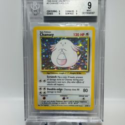 Pokemon Chansey Base Set Unlimited Holo Rare 3/102 - BSG Beckett 9 