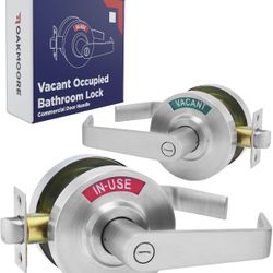 OAKMOORE Commercial Door Handle | Vacant & Occupied Restroom Lock Stainless 