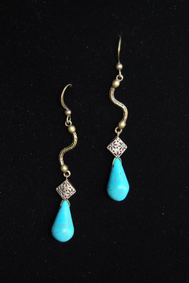 Vintage Handmade Earrings with Turquoise 